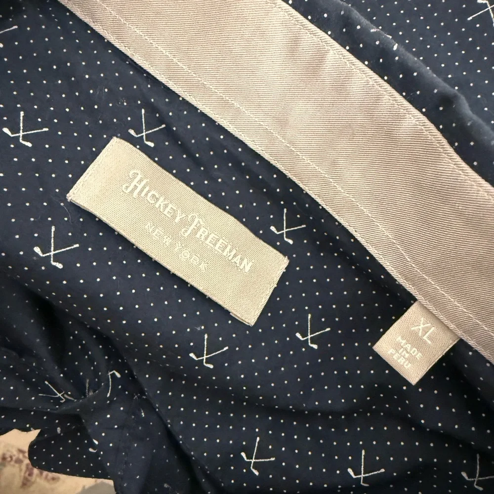 Hickey Freeman Cotton Classic Blue Golf Button Up - Men's Size XL - Picture 5 of 6